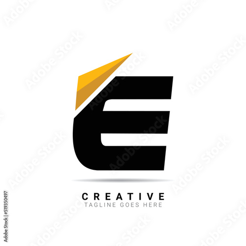 Initial E logo letter alphabet with a paper airplane. Creative E letter logo for company brand identity, travel, logistic, business logo template