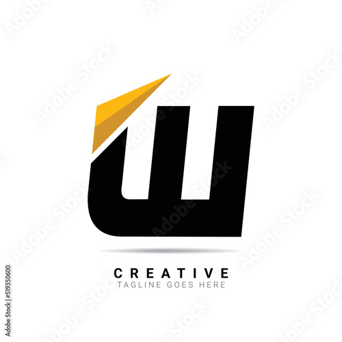 Initial W logo letter alphabet with a paper airplane. Creative W letter logo for company brand identity, travel, logistic, business logo template