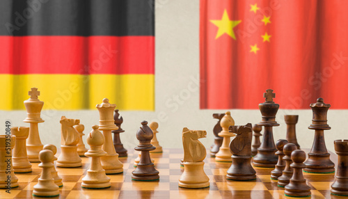 Photography Concept with chess pieces - Germany and China