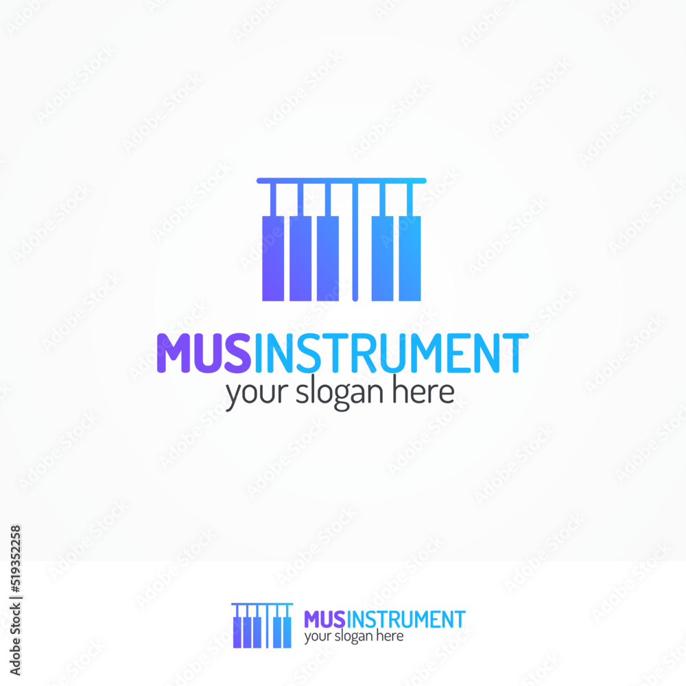 Music instrument logo set with piano keys icon modern color style isolated on white background for use music store, sound company, audio system shop, equipment market etc. Vector Illustration