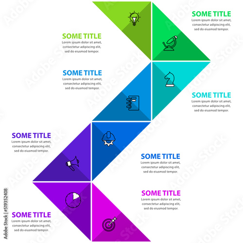 Infographic template. Line with 8 steps formed by triangles