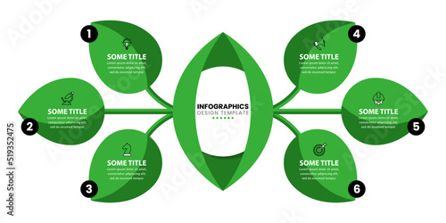 Infographic template. 6 plant leaves with text