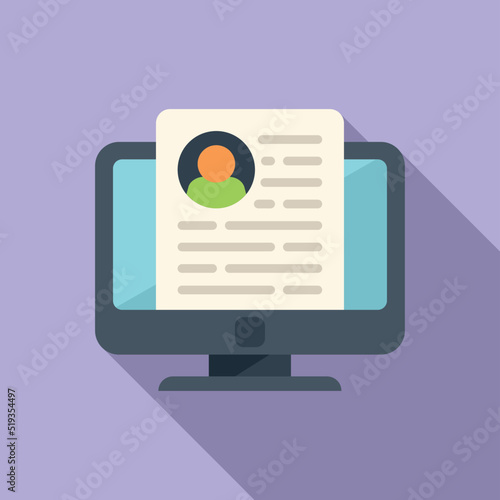 Monitor system icon flat vector. Platform database