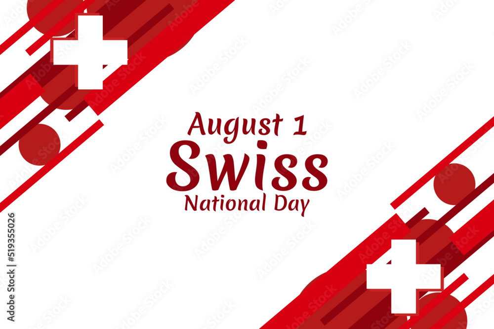 Obraz premium August 1, Swiss national day vector illustration. Suitable for greeting card, poster and banner.