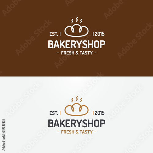Bakery shop logo set modern line style for use bread house, loaf store, food market, cafe, restaurant etc. Vector Illustration