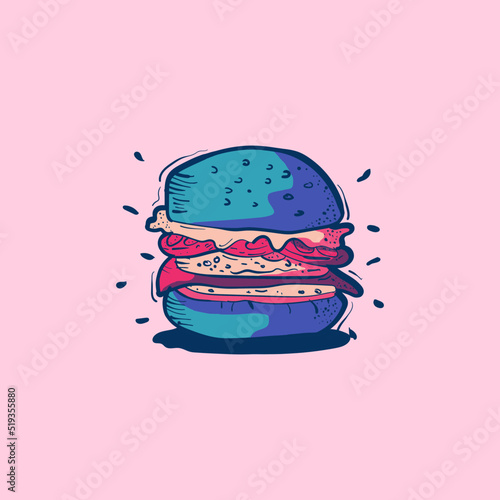 Colorful doodle burger vector illustration