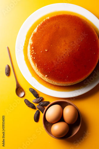 Flan . Quesillo. creme brulee. Milk and egg dessert. Egg tart. Dessert. Candy.