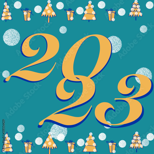 2023 new year congratulations on the year 2023 christmas tree gift snowflakes snowman deer heart star man christmas  pattern  water  vector  design  snow  illustration  snowflake  winter  drop  vector