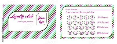 Loyalty card in a bright cheerful stripe