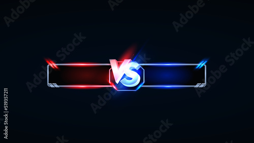 VS Versus Battle headline Modern banner template, Red and Blue shiny background, Fight Game, Game Interface. Vector