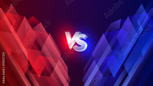 VS Versus Battle headline Modern banner template, Red and Blue shiny background, Fight Game, Game Interface. Vector