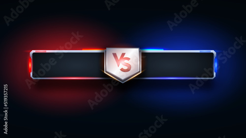 VS Versus Battle headline Modern banner template, Red and Blue shiny background, Fight Game, Game Interface. Vector