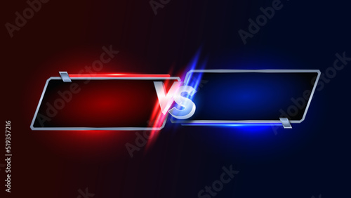 VS Versus Battle headline Modern banner template, Red and Blue shiny background, Fight Game, Game Interface. Vector