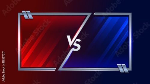 VS Versus Battle headline Modern banner template, Red and Blue shiny background, Fight Game, Game Interface. Vector