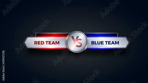 VS Versus Battle headline Modern banner template, Red and Blue shiny background, Fight Game, Game Interface. Vector