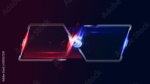 VS Versus Battle headline Modern banner template, Red and Blue shiny background, Fight Game, Game Interface. Vector