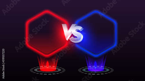 VS Versus Battle headline Modern banner template, Red and Blue shiny background, Fight Game, Game Interface. Vector