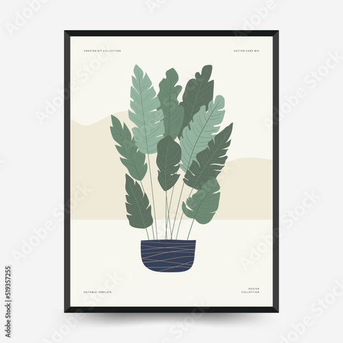 Nature, garden and landscape poster template or card. Flowers and plants at home and outdoor.