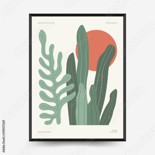Nature, garden and landscape poster template or card. Flowers and plants at home and outdoor.
