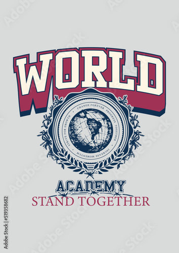Graphic preppy academia punk. desing for tee. college young, varsity design