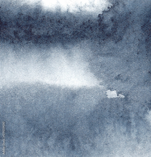 Vector navy blue indigo watercolor paint background, decorative brushstrokes of abstract liquid paint flow texture on paper