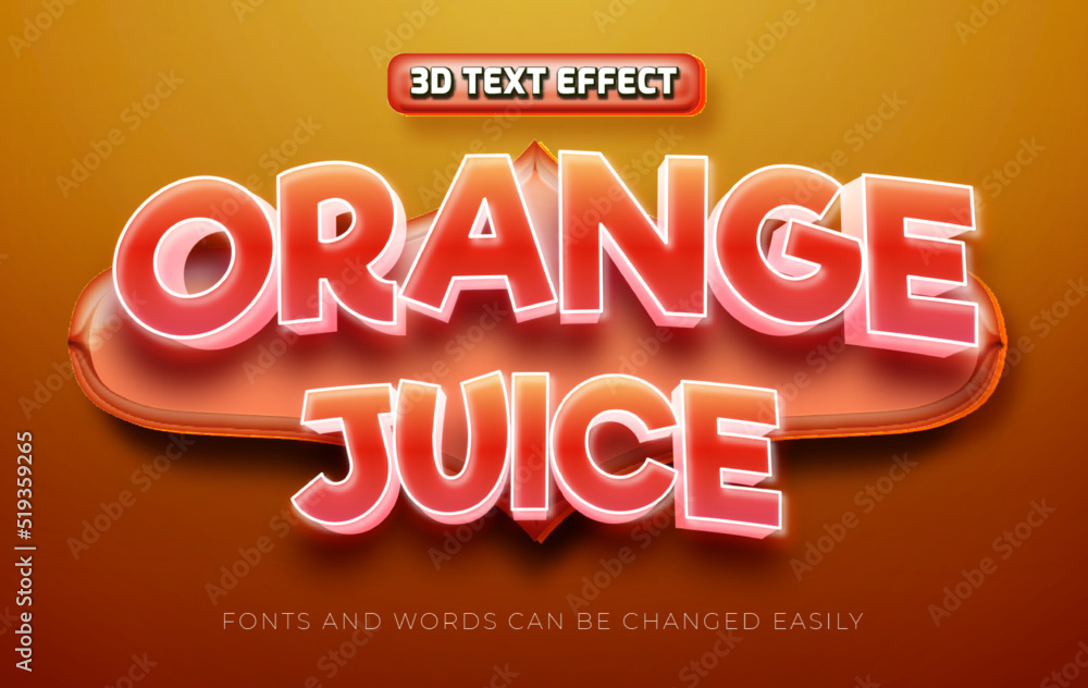 Orange juice 3d editable text effect style