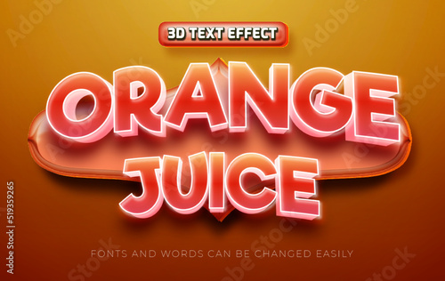 Orange juice 3d editable text effect style