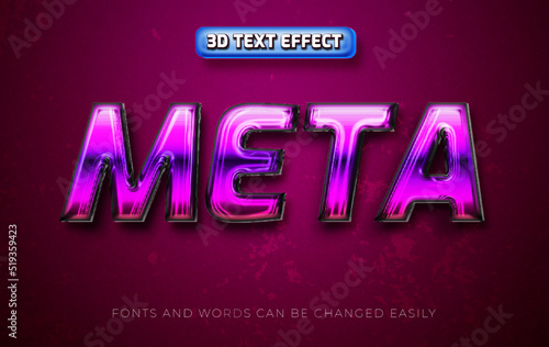 Meta verse 3d editable shiny text effect style