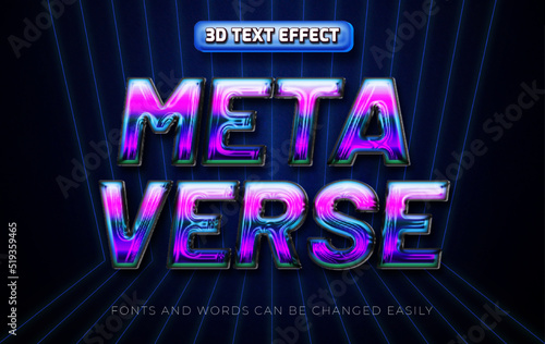 Meta verse glossy 3d editable text effect style