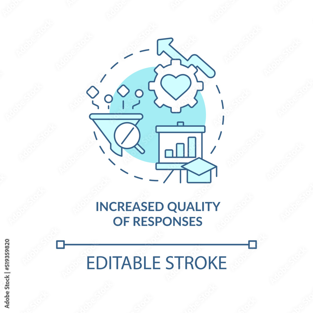 Increased quality of responses turquoise concept icon. Digital engagement advantage abstract idea thin line illustration. Isolated outline drawing. Editable stroke. Arial, Myriad Pro-Bold fonts used