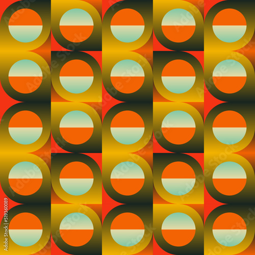60s Retro Style And Mid-Century Aesthetics Vector Pattern Background Made With Abstract Geometric Shapes