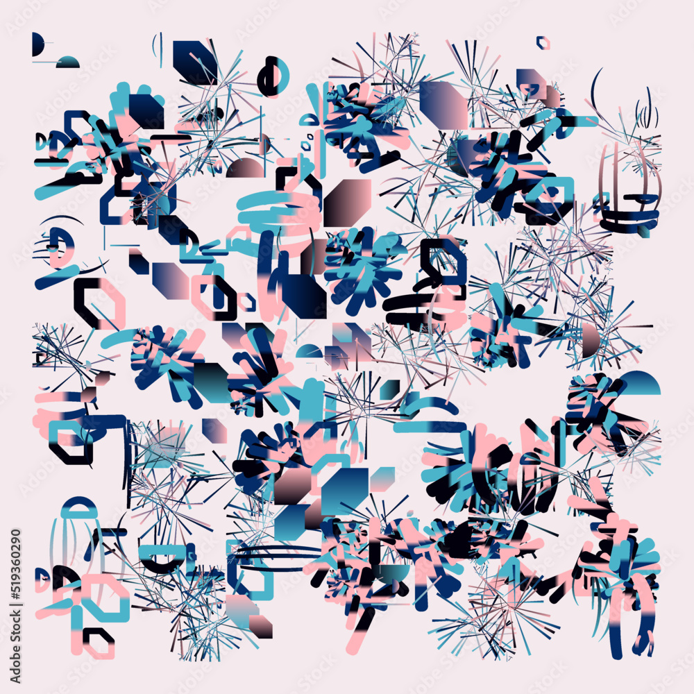 Obraz premium Postmodern Aesthetics Inspired Vector Graphic Pattern Made With Abstract Geometric Shapes