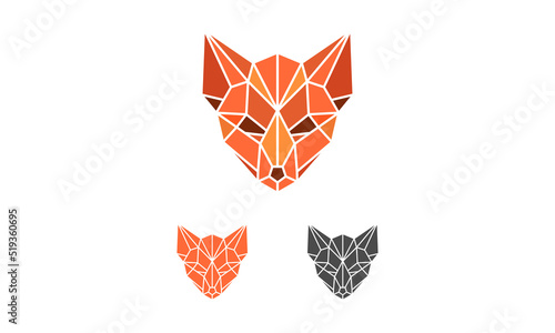 fox logo template. origami,low poly, geometric design