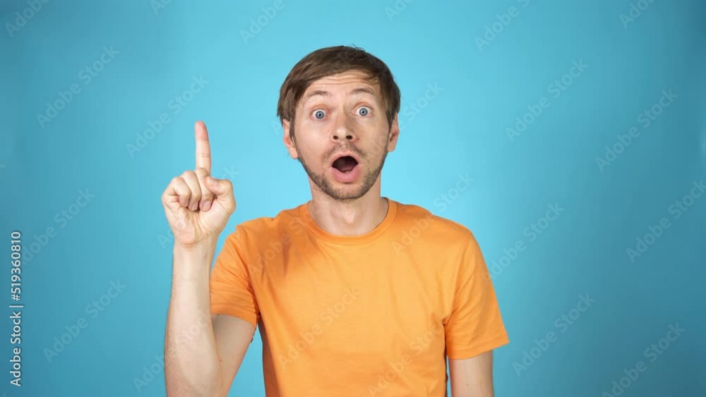 Thoughtful pensive man thinking on blue background. Portrait of guy student have idea Thoughtful pensive man thinking on blue background. Portrait of guy student have idea