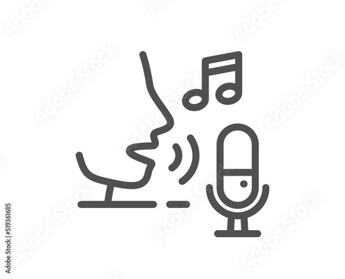 Microphone line icon. Studio mic sign. Voice record device symbol. Quality design element. Linear style microphone icon. Editable stroke. Vector