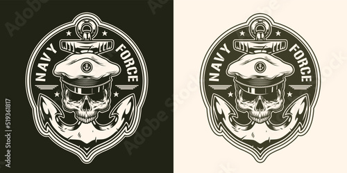 Military NAVY vintage label monochrome