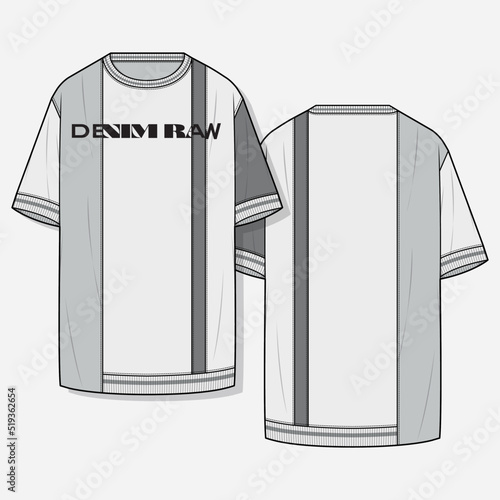 multi panel tee. blocks t-shirt with graphic