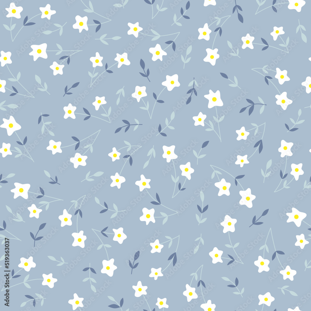 Floral seamless pattern. White flowers on light blue background Floral seamless pattern. White flowers on light blue background