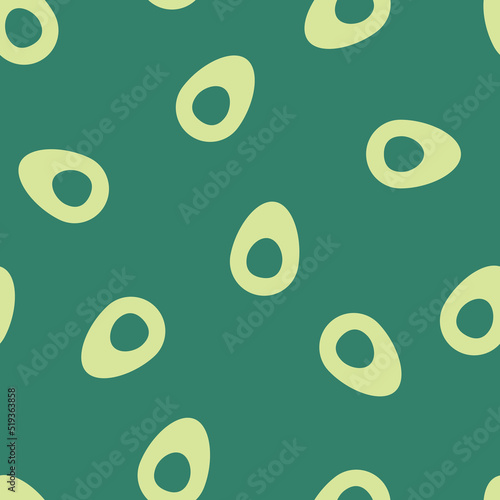 Obraz na płótnie Seamless pattern with avocado halves on green background. Vector illustration in minimalist style. Simple trendy print for textile, fabric, home decor. w salonie