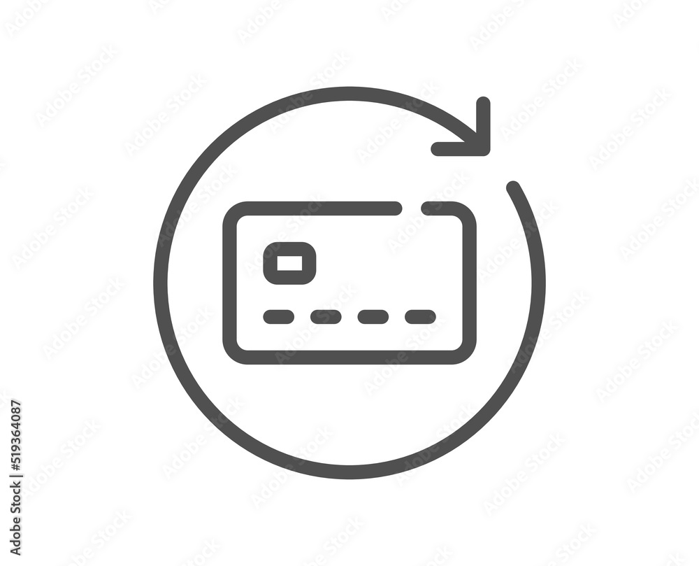 Renew card line icon. Non-cash money sign. Bank credit card symbol. Quality design element. Linear style renew card icon. Editable stroke. Vector Renew card line icon. Non-cash money sign. Bank credit card symbol. Quality design element. Linear style renew card icon. Editable stroke. Vector