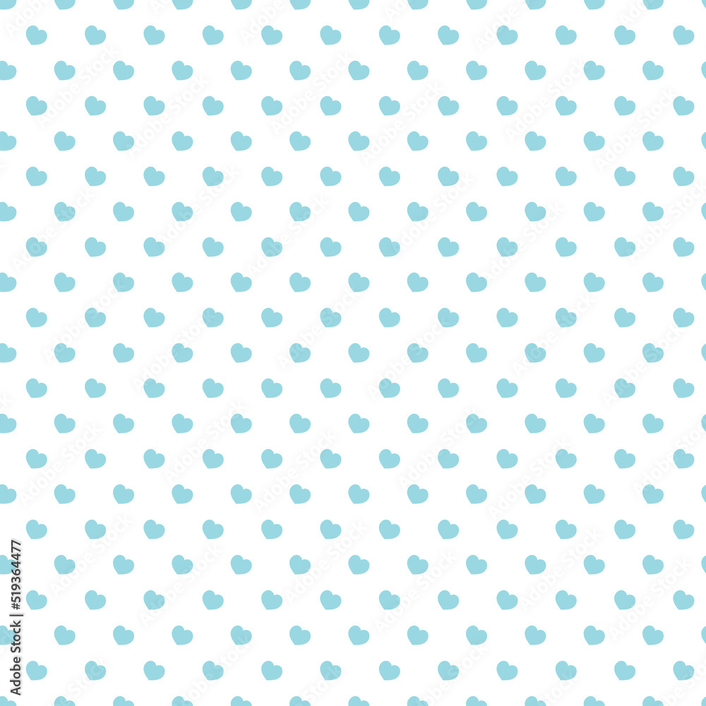 Heart seamless pattern blue color on white background for Happy Valentine's day and other holidays. Decoration element. Vector Illustration
