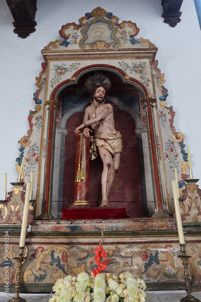 Icod de los Vinos, Tenerife, Spain, April 25, 2022: Image of Jesus Christ in the church of Saint Francisco in Icod de los Vinos, Tenerife. Spain