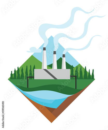 Generation energy type icon. Power station sign. Modern technology, ecological emissions industry, sustainability concept. Nonrenewable fuel generation