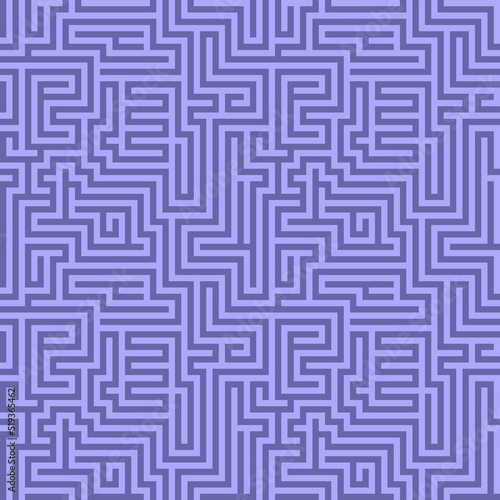 Color of year 2022 very peri seamless vector maze. Black labyrinth pattern. Violet vector maze background. Labyrinth seamless puzzle