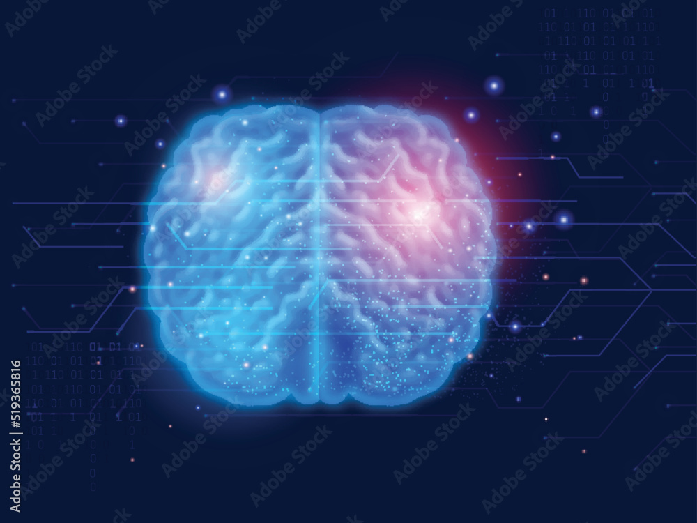 Biotechnology concept with Human Brain. Virtual Healthcare Background with Circuit Rays. Biotechnology concept with Human Brain. Virtual Healthcare Background with Circuit Rays.