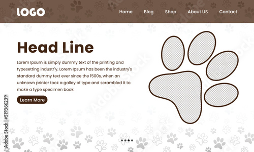 Pet WEB background. First page background. Dog Landing page template. Vector illustration. EPS 10