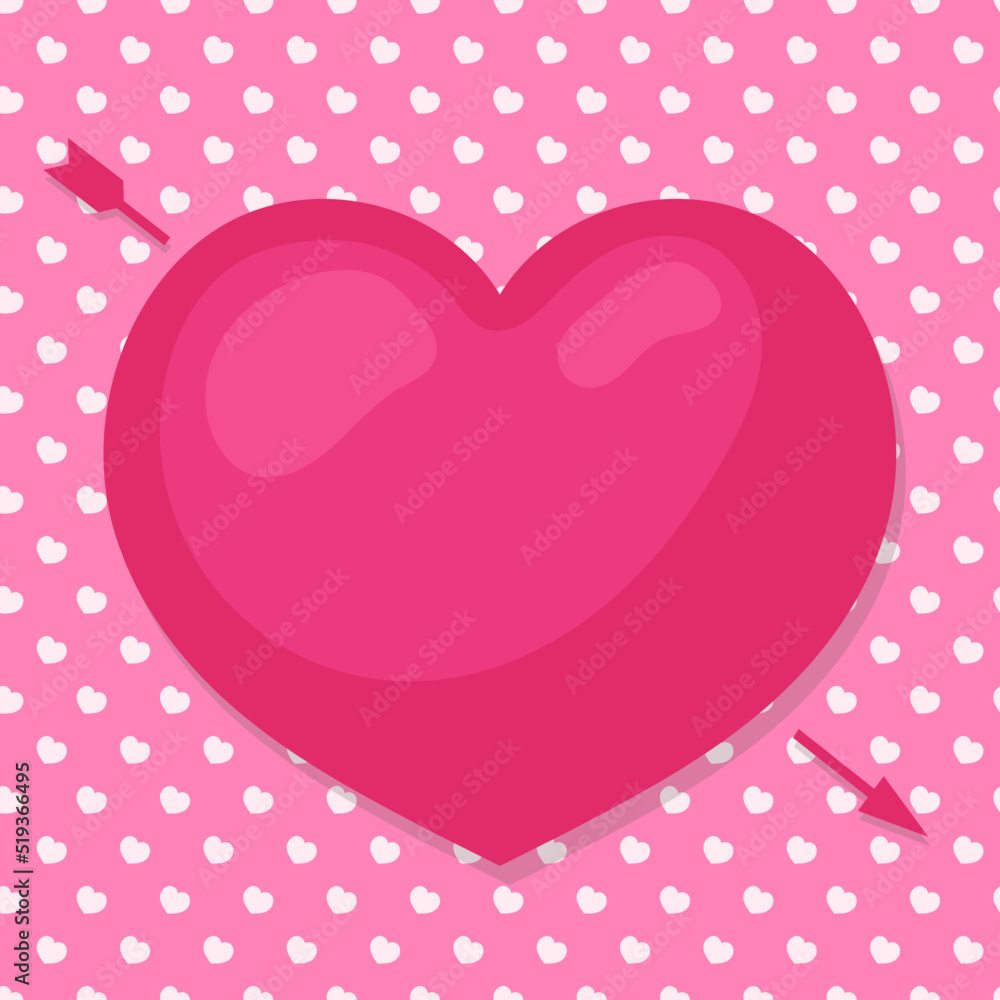 Happy Valentines day card with lovely heart and arrow on cute background use for your wish and congratulation. Holiday decoration element. Vector illustration Happy Valentines day card with lovely heart and arrow on cute background use for your wish and congratulation. Holiday decoration element. Vector illustration