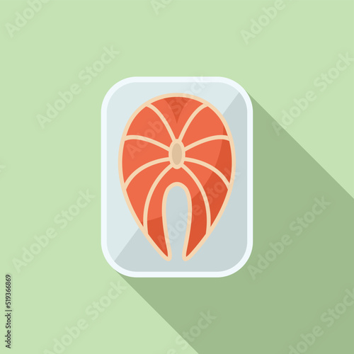 Red fish airline food icon flat vector. Airplane meal