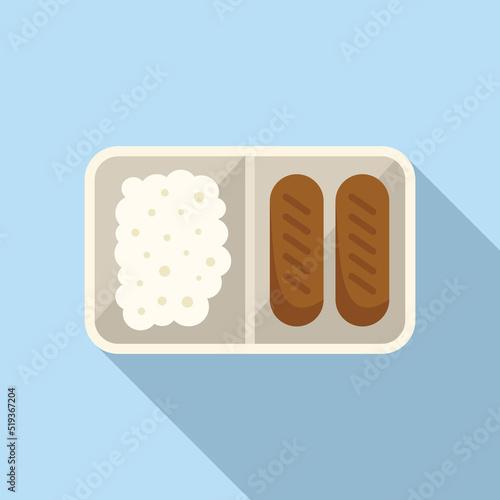 Rice airline food icon flat vector. Air meal