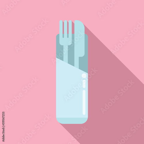 Airline food tools icon flat vector. Air meal